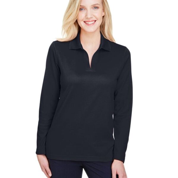 Women's CrownLux Performance® Plaited Long Sleeve Polo Thumbnail